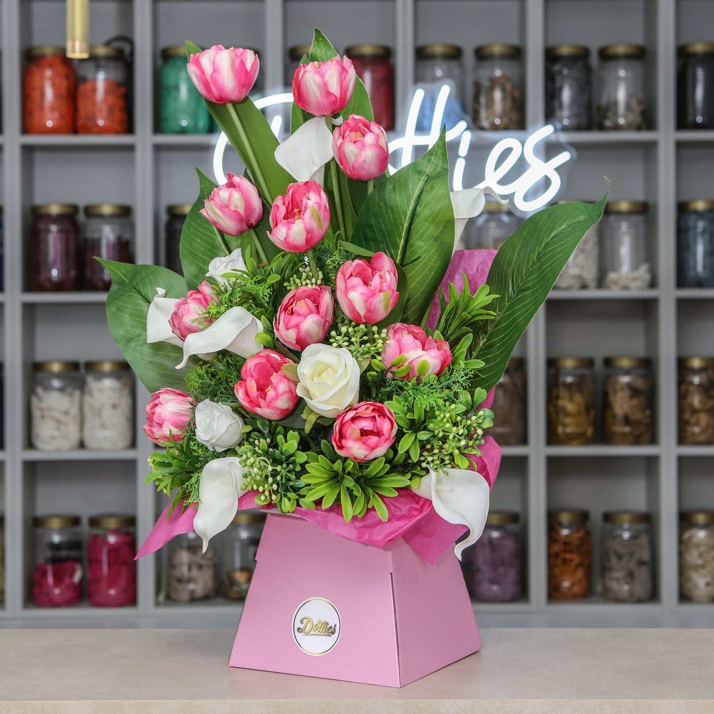 🌸 Artificial Tulip & Lily Arrangement