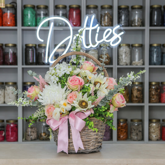 Blush Elegance Basket Arrangement