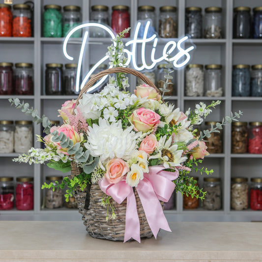 Blush Elegance Basket Arrangement