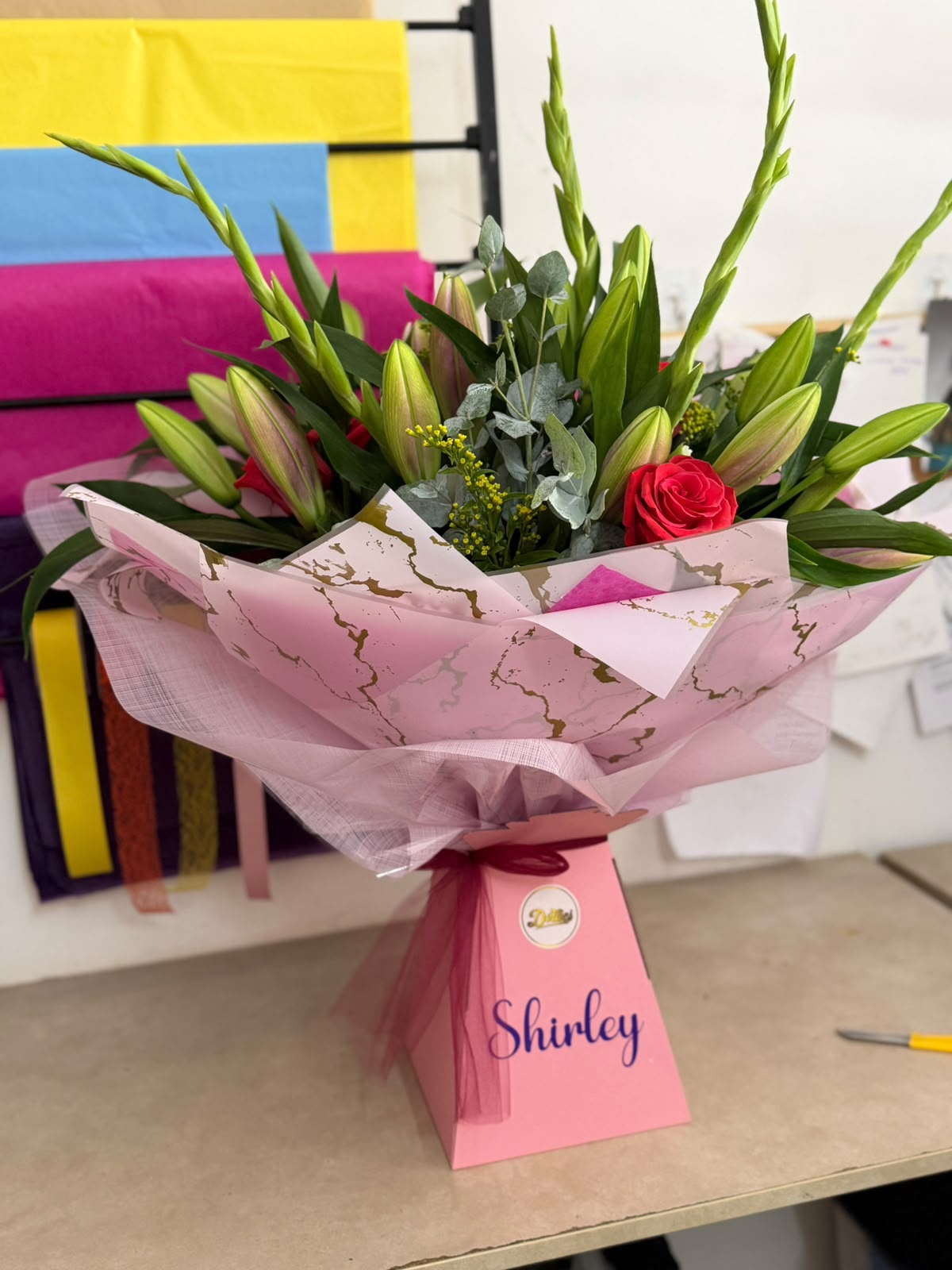 Elegant Lily & Rose Gift Box Arrangement