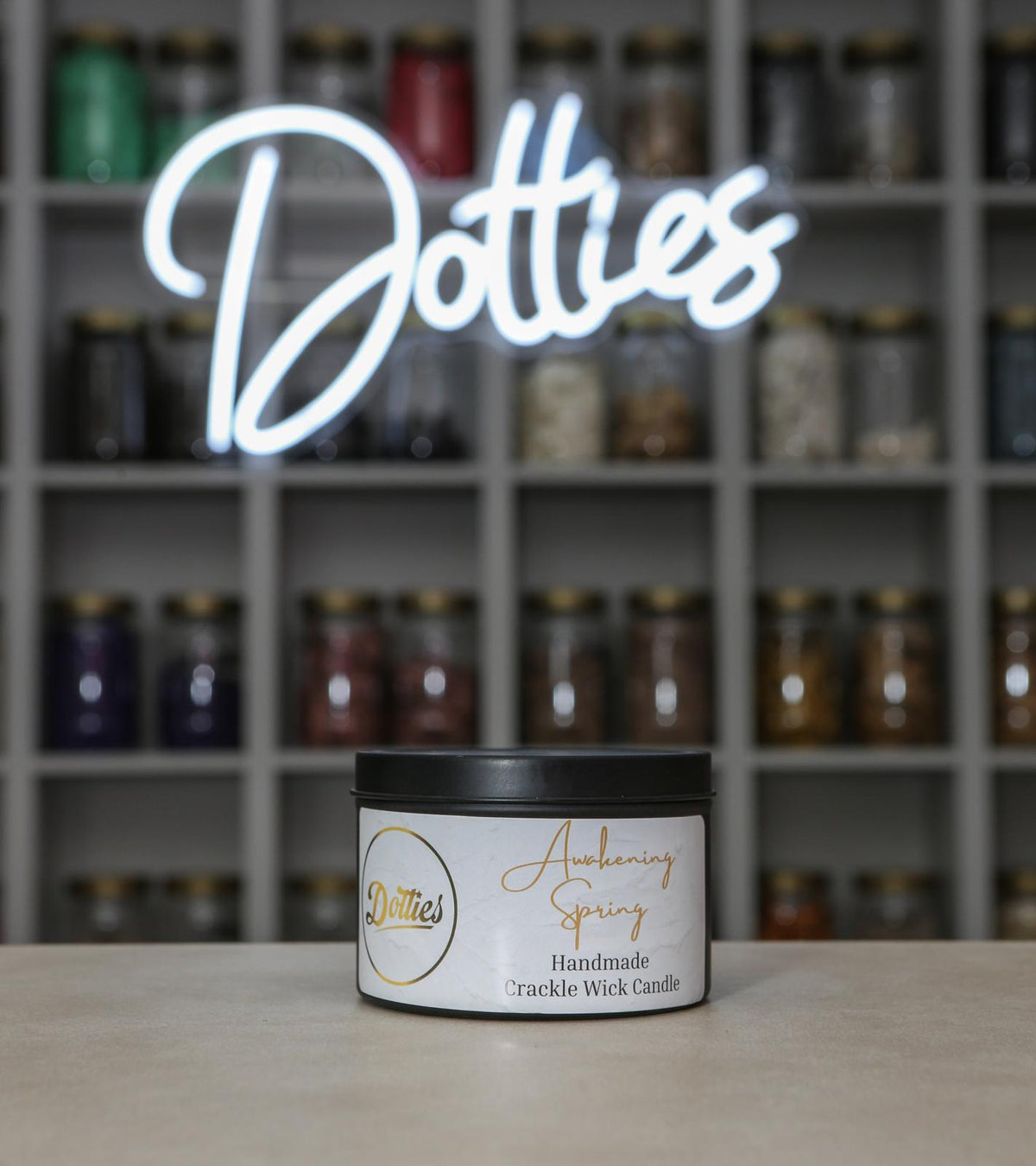 Crackle Wick Dotties Branded Candle
